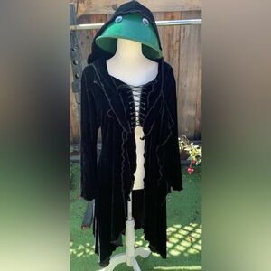 Black Velour Cloak Hoodie